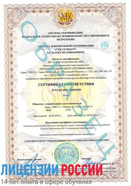 Образец сертификата соответствия Вольск Сертификат OHSAS 18001